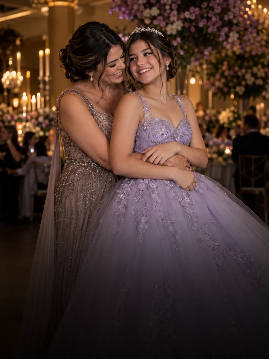 Debutante e sua mãe em uma celebração